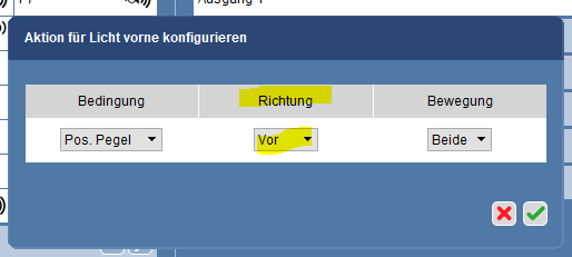 Det er vigtigt at vælge kørselsretningen.